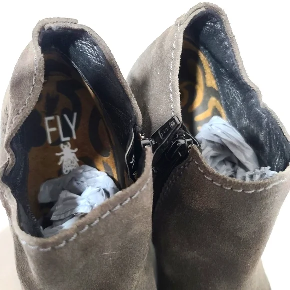 FLY LONDON Suede Gray Ankle Heeled Booties - Picture 10 of 10